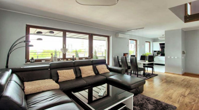 prestiżowe wnętrze salonu w ekskluzywnym apartamencie do sprzedaży Szczecin