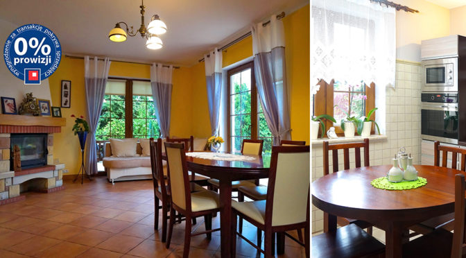 po lewej klasyczny salon, po prawej jadalnia w ekskluzywnym apartamencie do sprzedaży Wrocław (okolice)