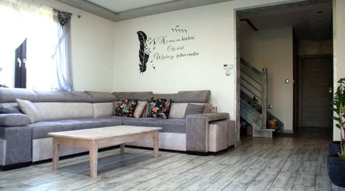 nowoczesne wnętrze salonu w ekskluzywnej rezydencji na sprzedaż Głogów (okolice)