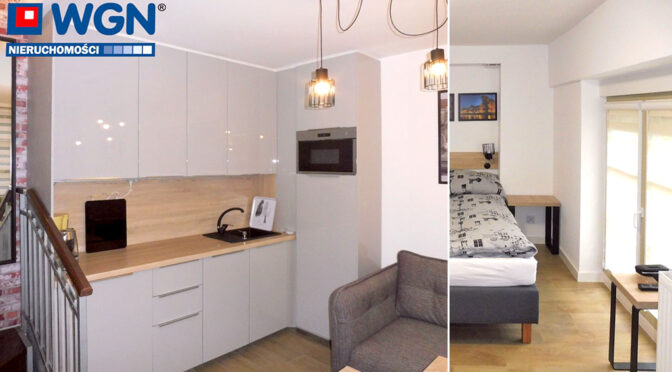 kuchnia i sypialnia w ekskluzywnym apartamencie na sprzedaż Gdańsk