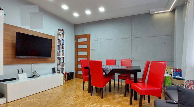 stylowo wykończony salon w luksusowym apartamencie na sprzedaż Piotrków Trybunalski