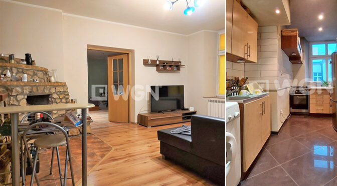 po lewej salon, po prawej kuchnia w ekskluzywnym apartamencie na sprzedaż Częstochowa