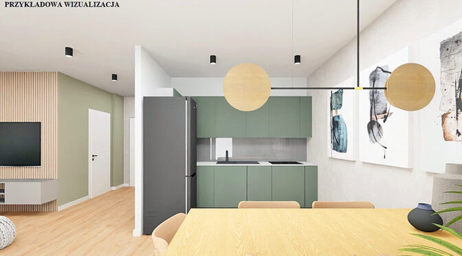 wizualizacja nowoczesnego wnętrza luksusowego apartamentu na sprzedaż Elbląg