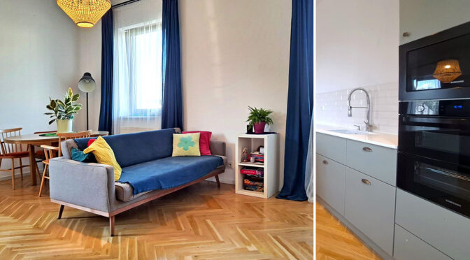salon oraz kuchnia w luksusowym apartamencie na sprzedaż Legnica