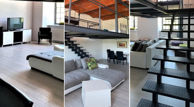 3 ujęcia wnętrza w stylu loft w ekskluzywnym apartamencie na sprzedaż Łódź