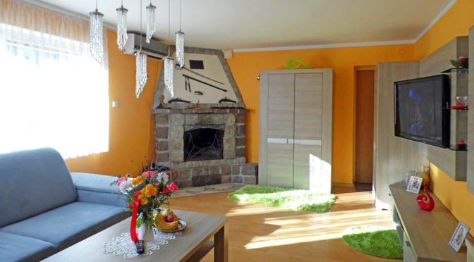 słoneczny i prestiżowy salon z kominkiem w ekskluzywnej rezydencji na sprzedaż Kwidzyn (okolice)