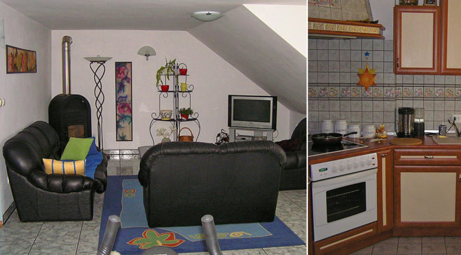 po lewej salon, po prawej kuchnia w ekskluzywnej rezydencji do sprzedaży Piotrków Trybunalski (okolice)