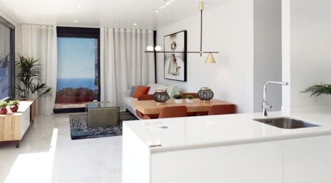 prestiżowy pokój dzienny w ekskluzywnym apartamencie na sprzedaż Hiszpania (Benidorm, Playa Poniente)